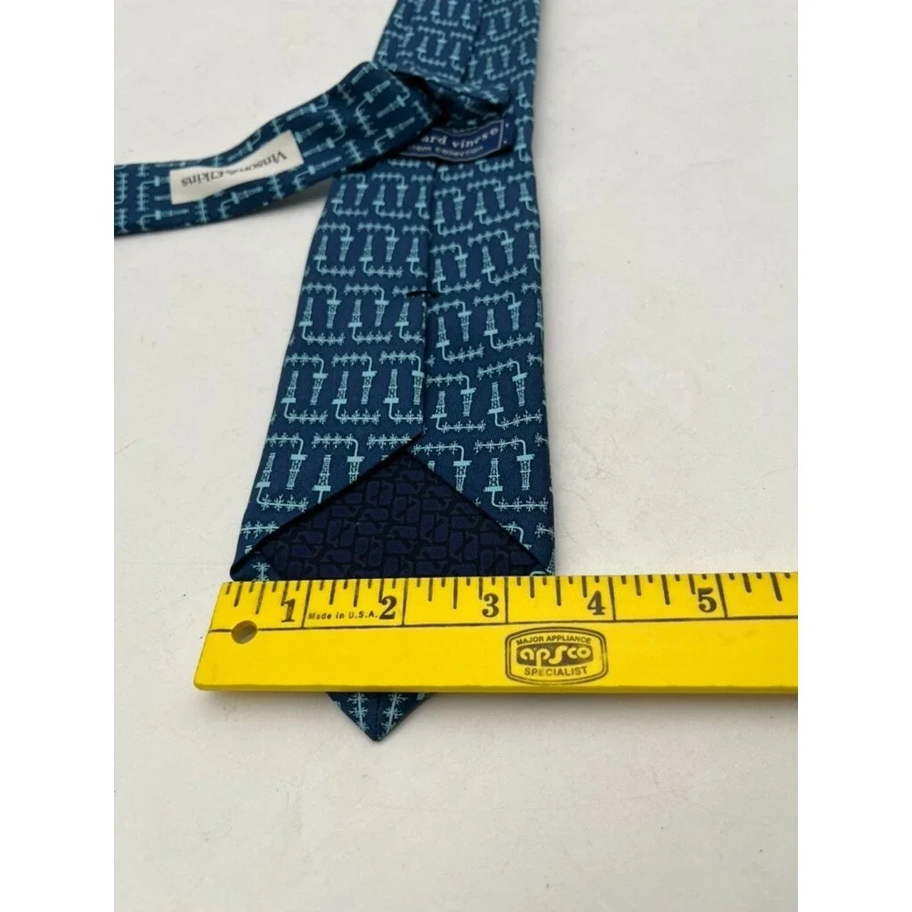 VINEYARD VINES [ CUSTOM COLLECTION ] Men's Tie Petrol‎ Blue 100% Silk 59"X3.5" - Picture 8 of 8